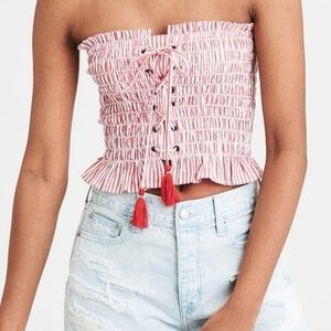 American Eagle Red and White striped crop top